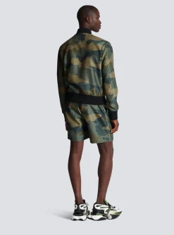 Camouflage Monogrammed Shantung Bomber Jacket-Balmain Outlet