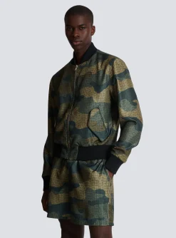 Camouflage Monogrammed Shantung Bomber Jacket-Balmain Outlet