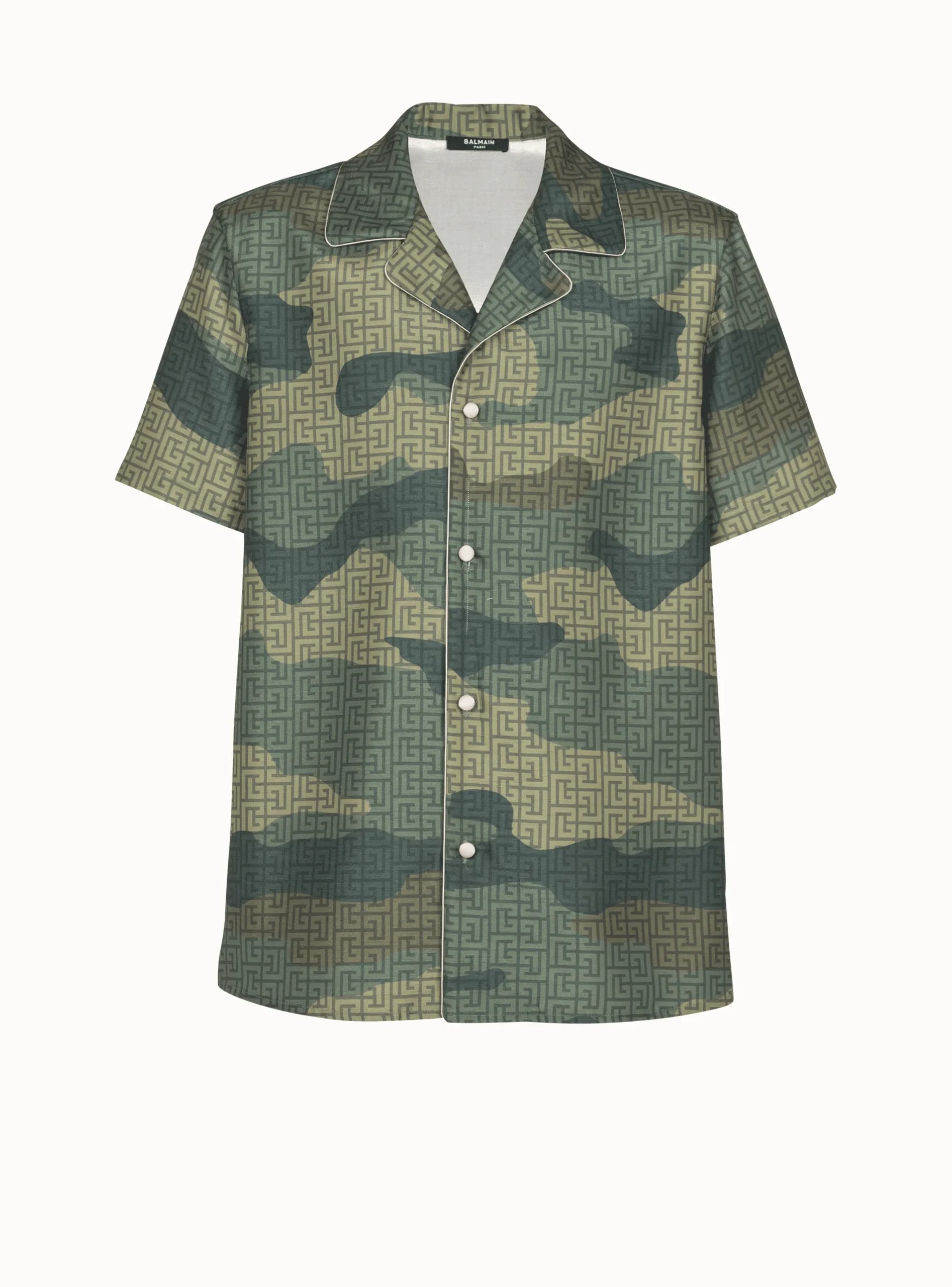 Camouflage Monogrammed Shantung Short-sleeved Shirt-Balmain Cheap