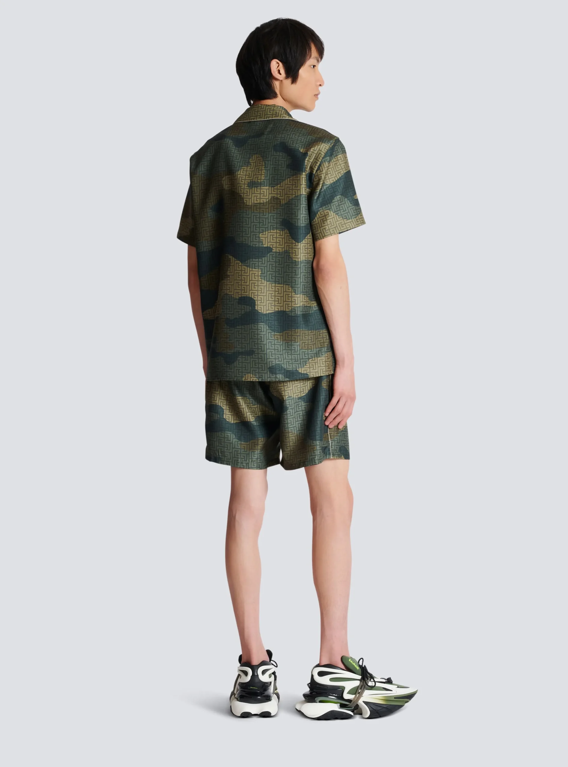 Camouflage Monogrammed Shantung Short-sleeved Shirt-Balmain Cheap