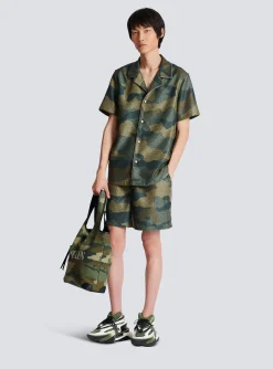 Camouflage Monogrammed Shantung Shorts-Balmain Flash Sale