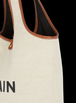 Canvas And Leather B-army Grocery Bag-Balmain Shop