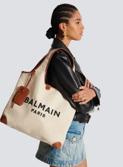 Canvas And Leather B-army Grocery Bag-Balmain Hot