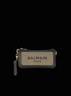 Canvas B-Army Clutch Bag With Leather Panels-Balmain Online