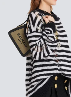 Canvas B-Army Handbag With Leather Panels-Balmain Fashion