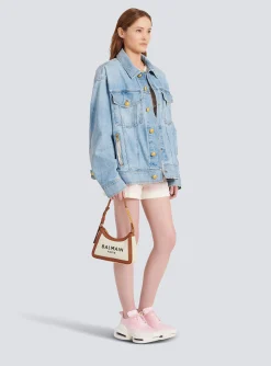 Canvas B-Army Handbag With Leather Panels-Balmain Store