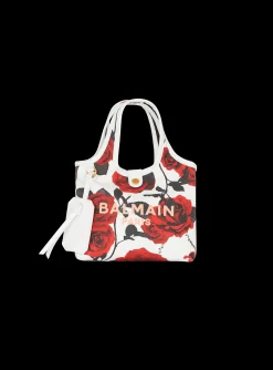 Canvas B-Army Mini Grocery Bag With A Roses Print-Balmain Flash Sale