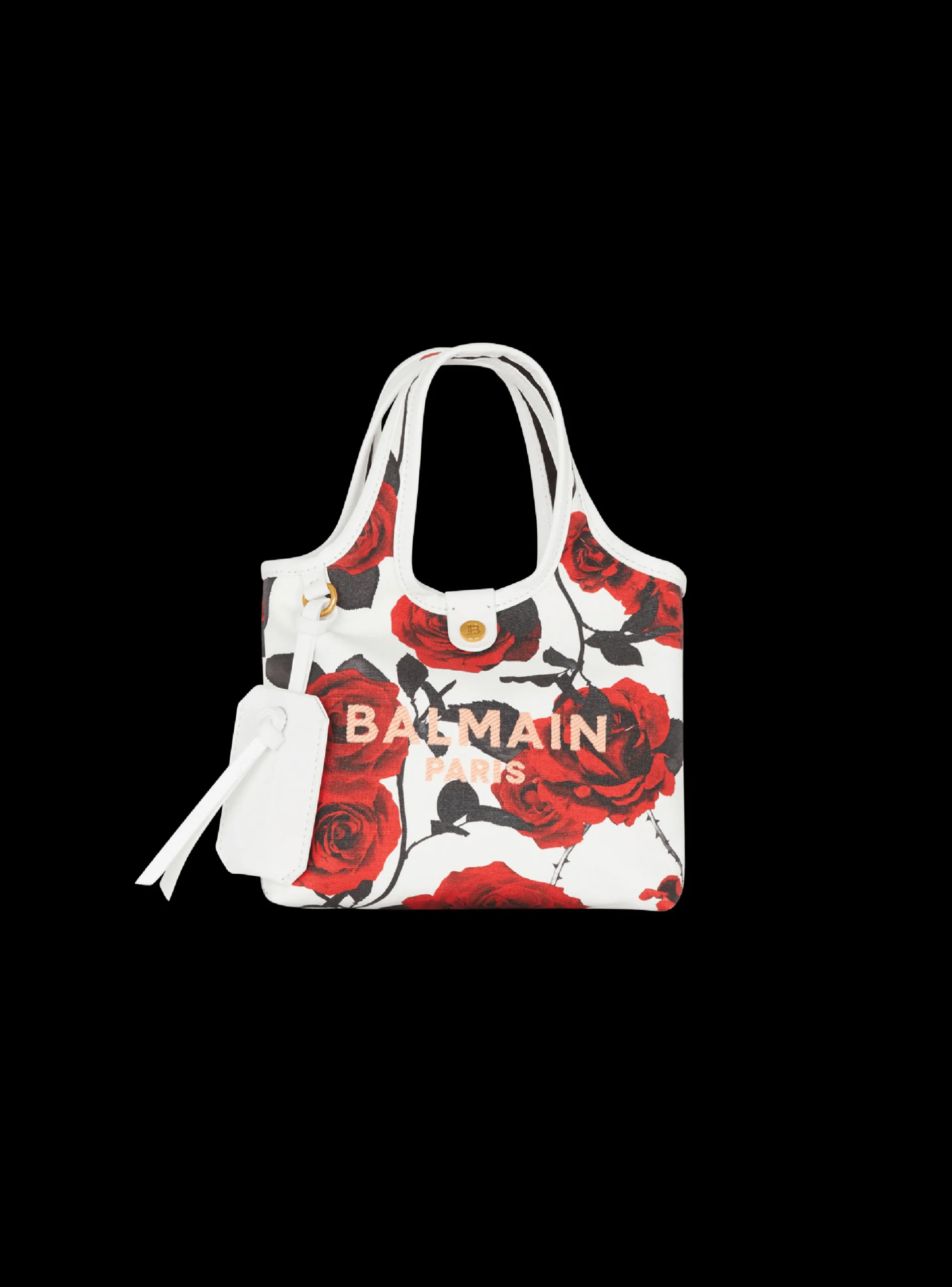 Canvas B-Army Mini Grocery Bag With A Roses Print-Balmain Flash Sale
