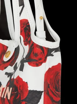 Canvas B-Army Mini Grocery Bag With A Roses Print-Balmain Flash Sale