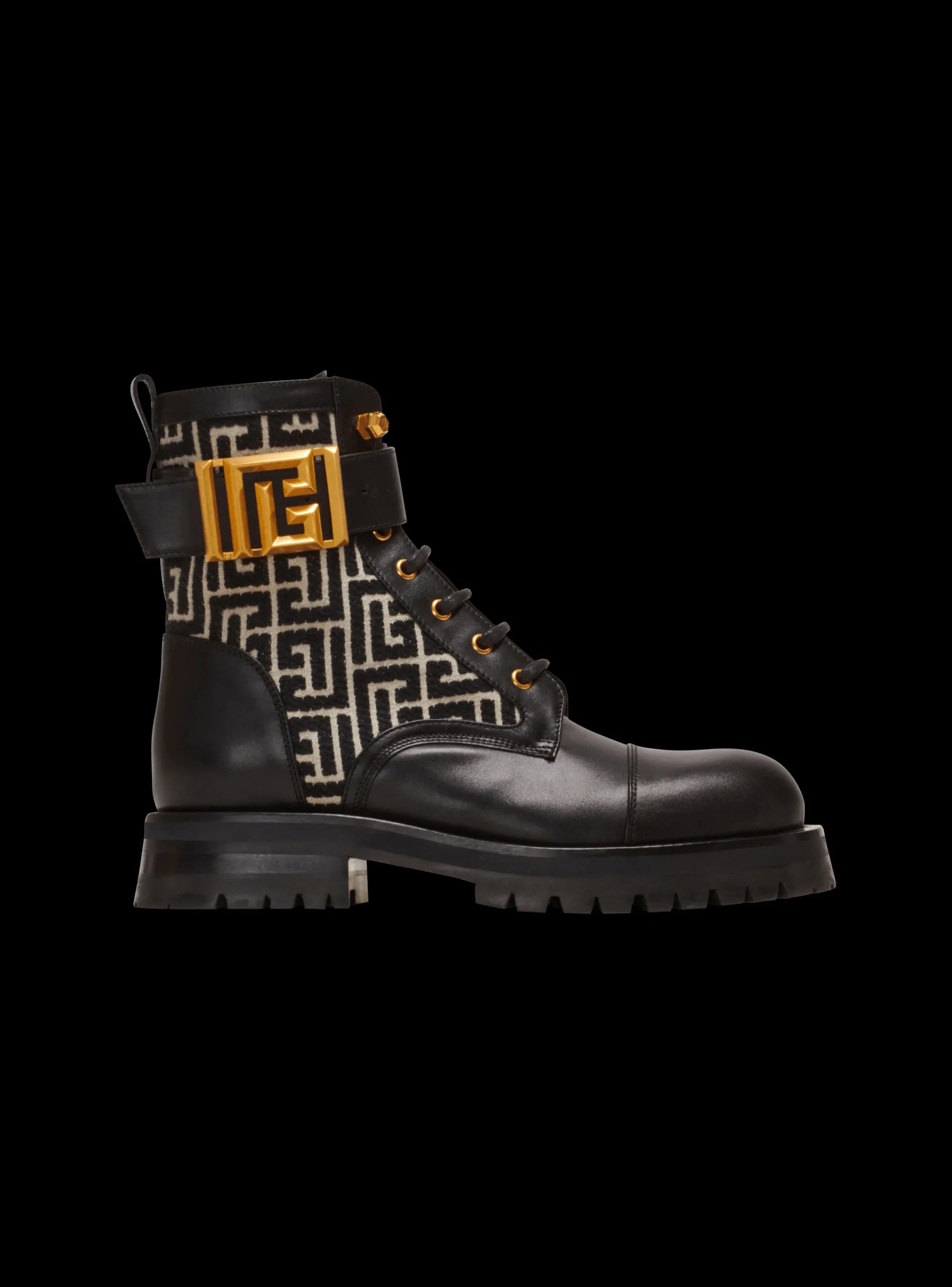 Charlie Monogram Jacquard And Leather Ranger Boots-Balmain Flash Sale