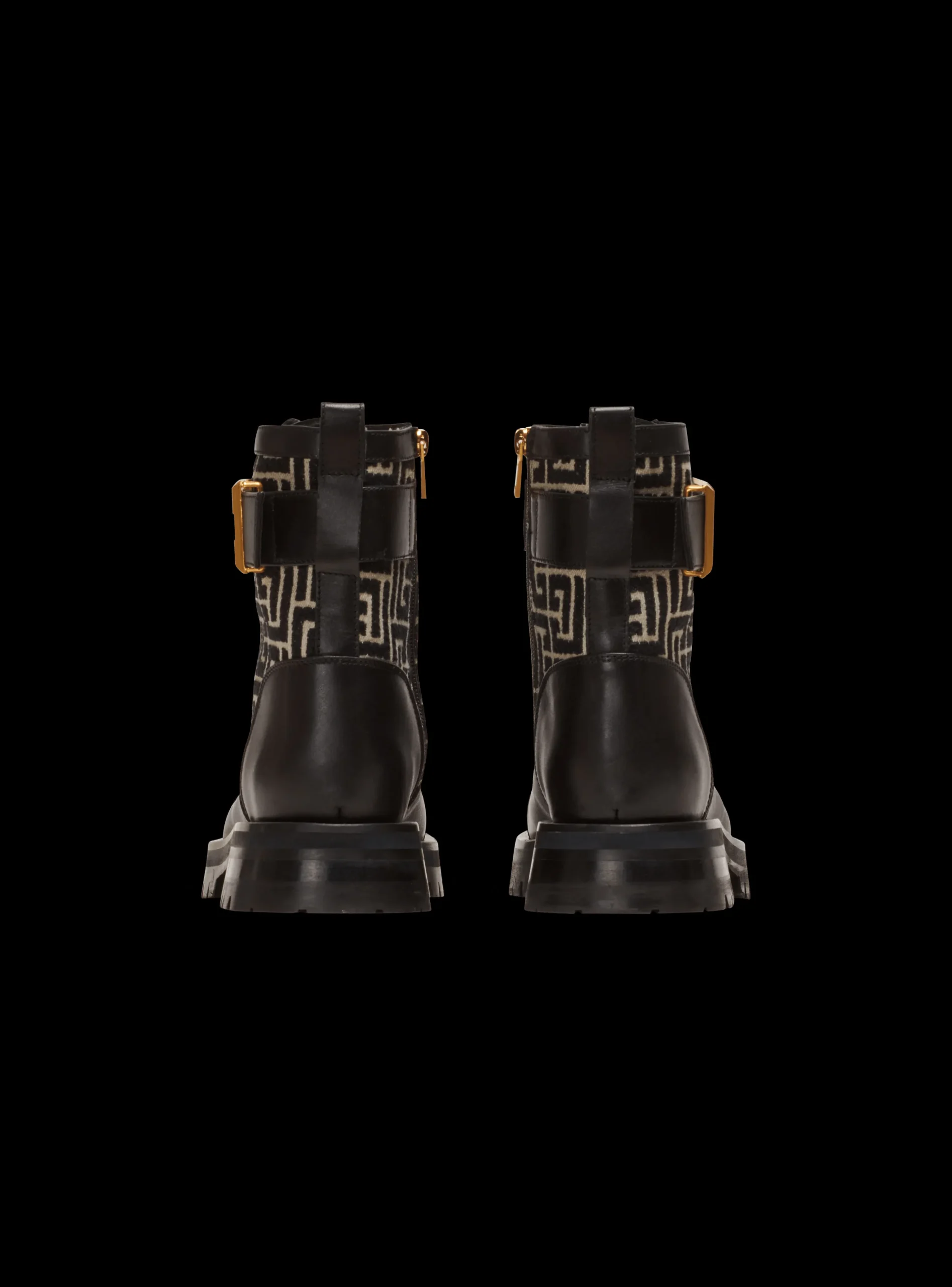 Charlie Monogram Jacquard And Leather Ranger Boots-Balmain Flash Sale