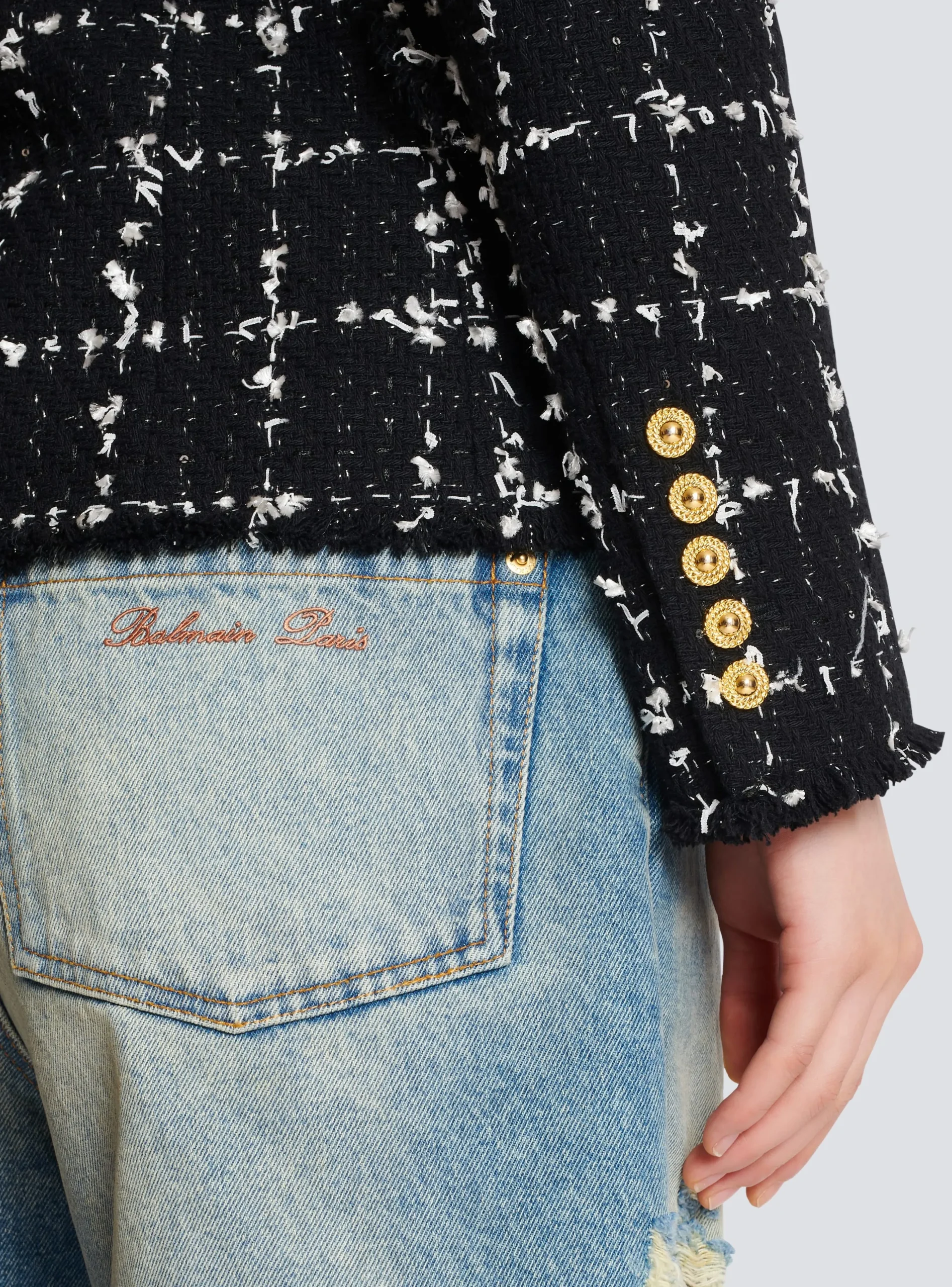 Check Tweed 6-button Jacket-Balmain Flash Sale