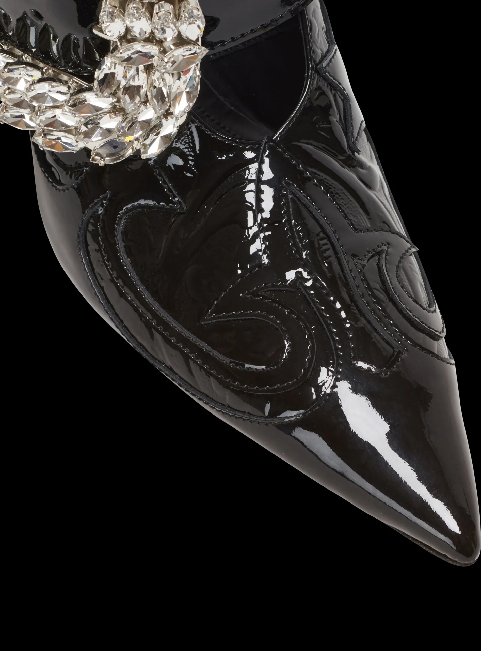 Clara Western Patchwork Patent Leather Pumps-Balmain Online