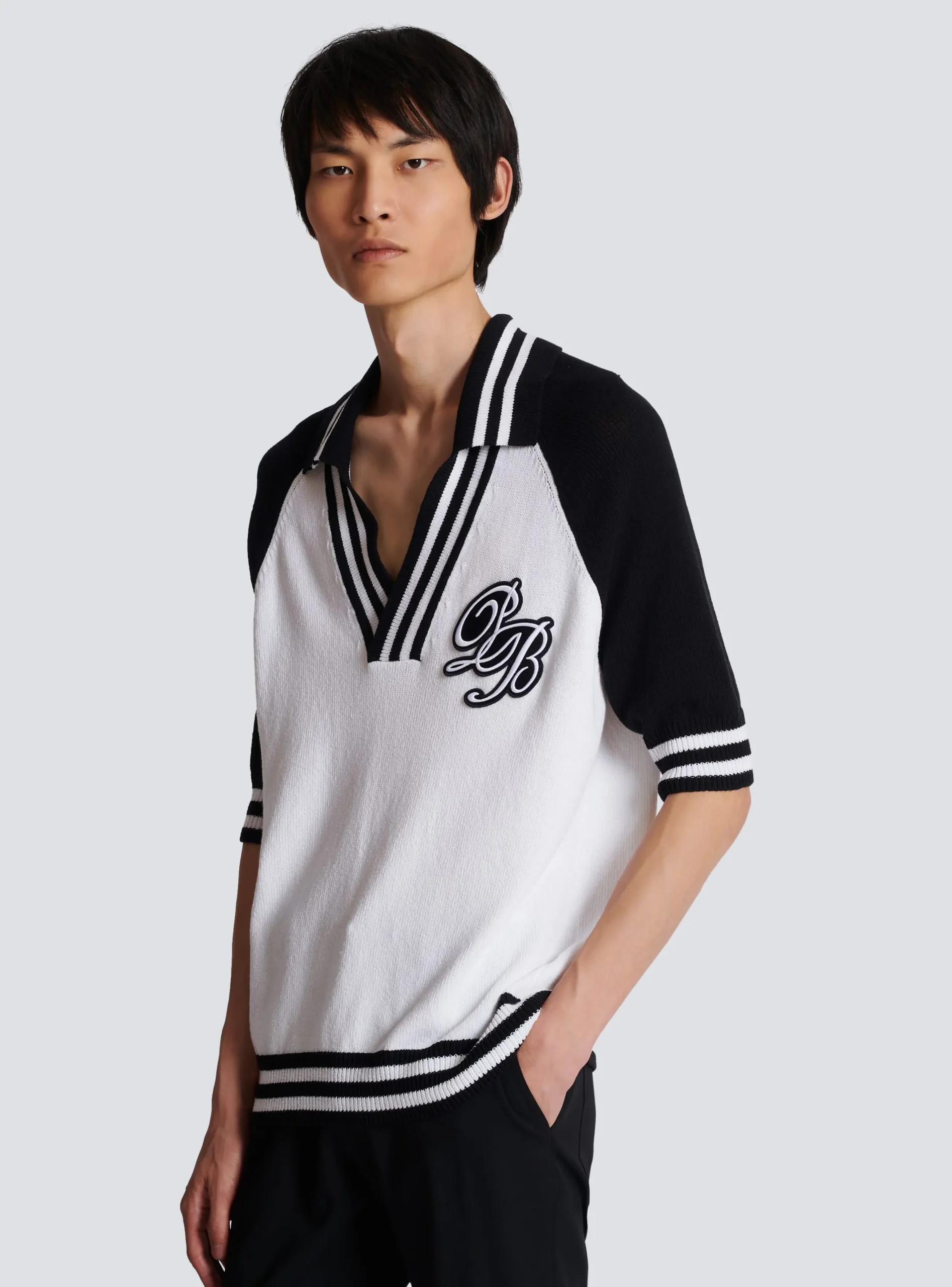 College Baseball PB Signature Knit Polo Shirt-Balmain Store