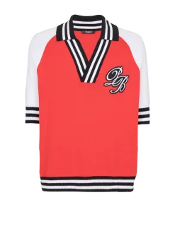 College Baseball PB Signature Knit Polo Shirt-Balmain Outlet