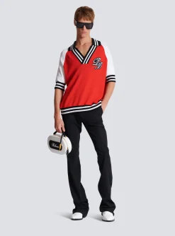 College Baseball PB Signature Knit Polo Shirt-Balmain Outlet