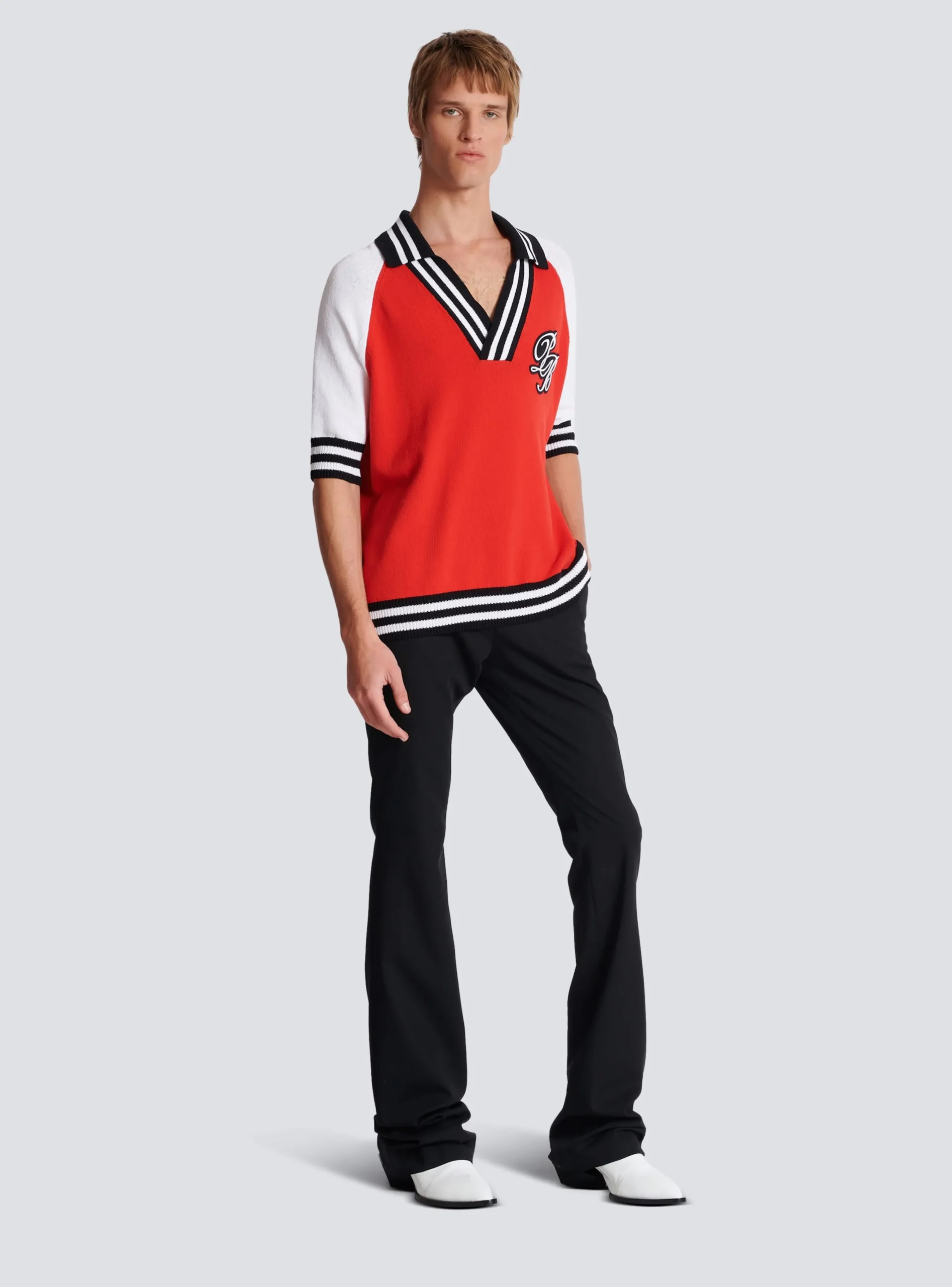 College Baseball PB Signature Knit Polo Shirt-Balmain Outlet