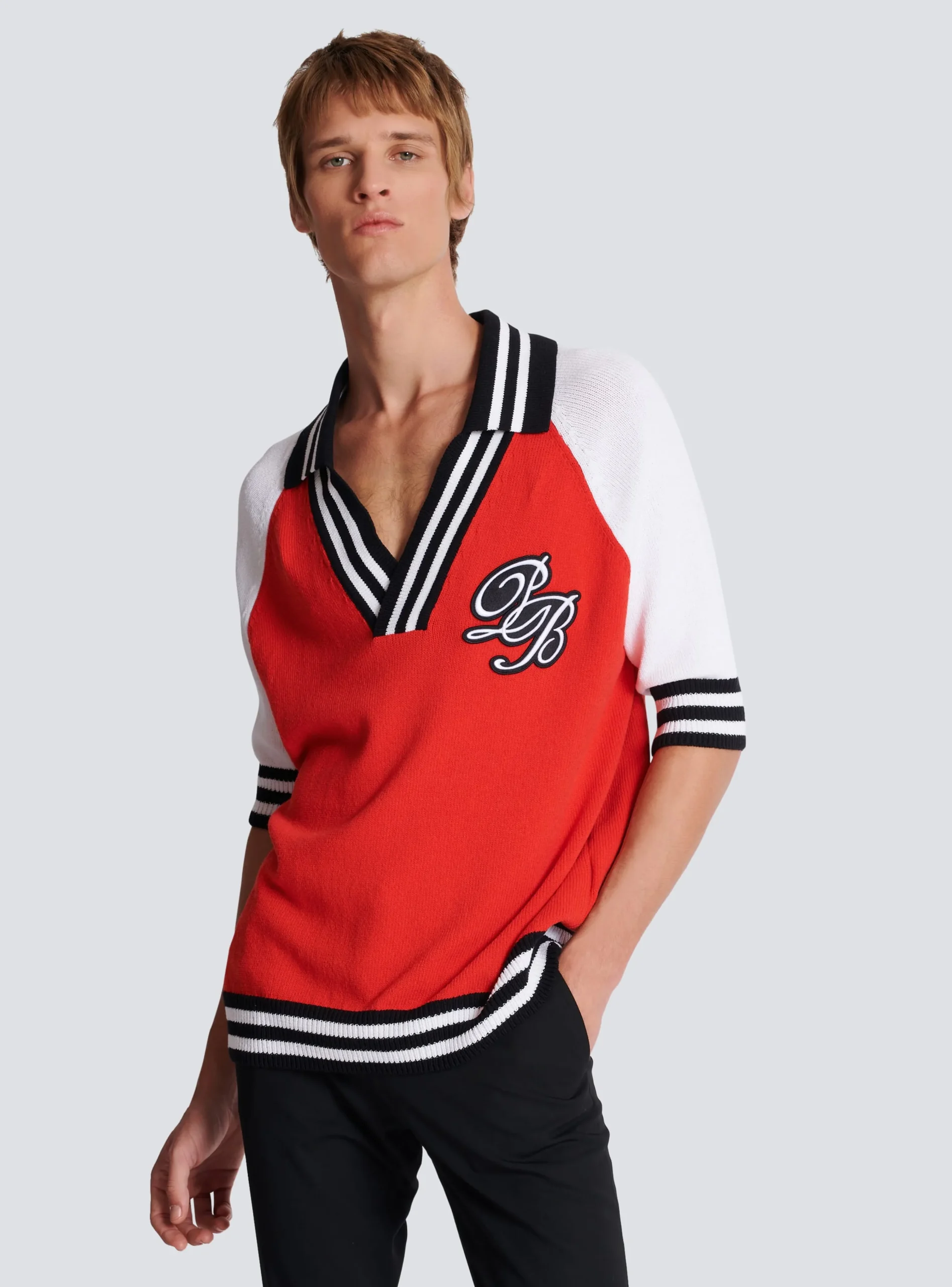 College Baseball PB Signature Knit Polo Shirt-Balmain Outlet
