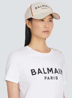 Cotton B-Army Cap With Logo-Balmain Best Sale
