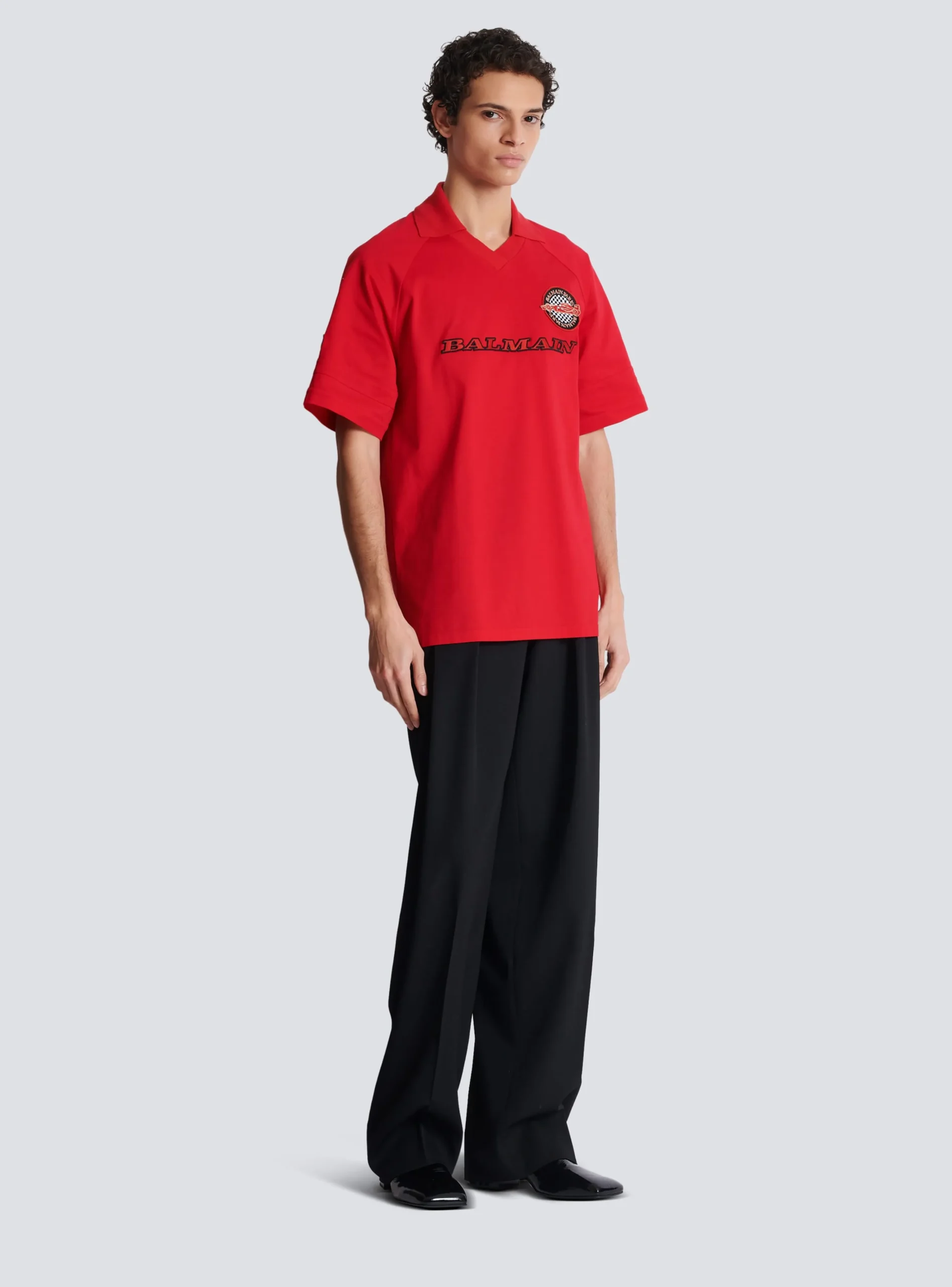Cotton Piqué Polo Shirt With Racing Embroidery-Balmain Best