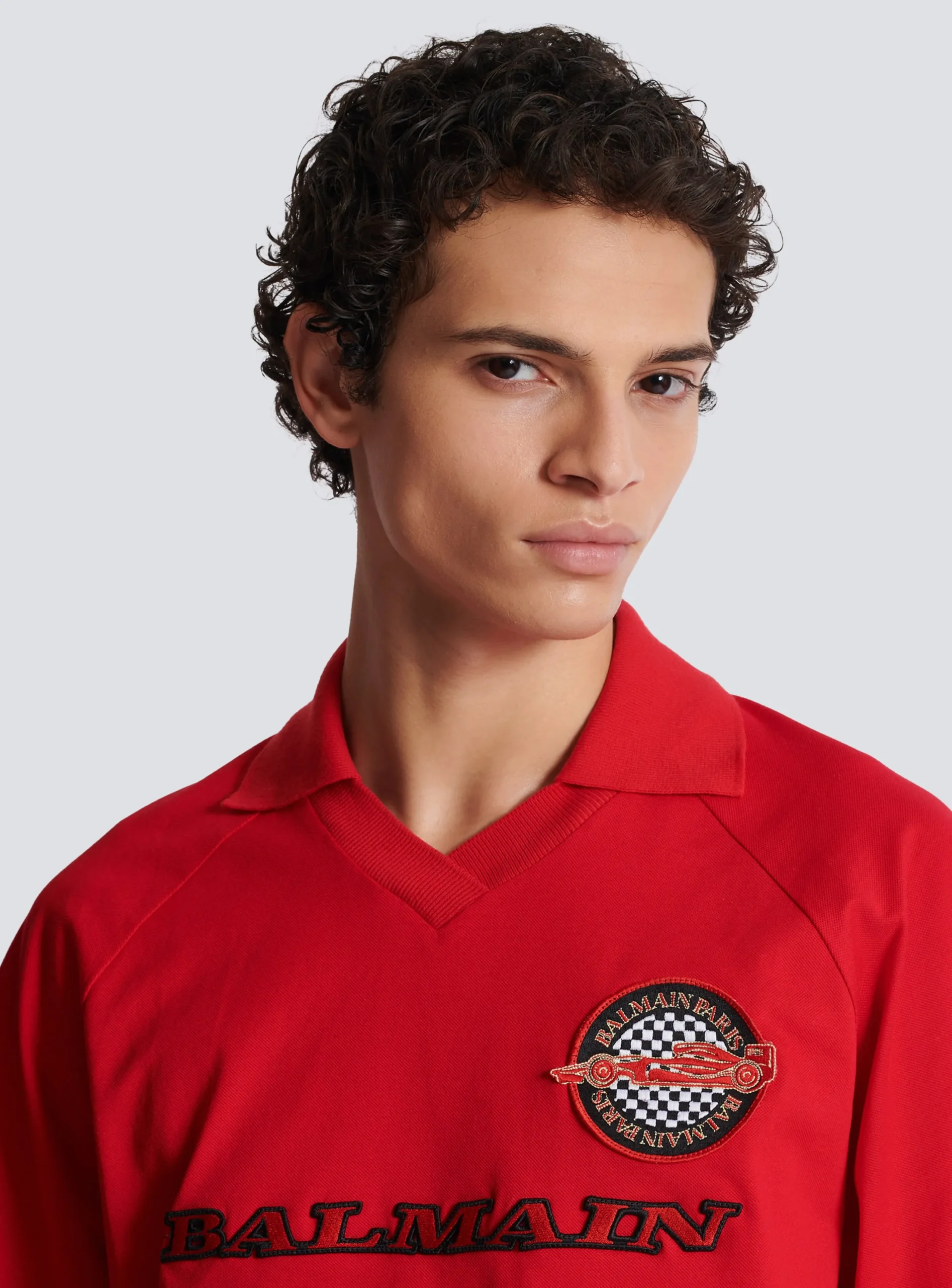 Cotton Piqué Polo Shirt With Racing Embroidery-Balmain Best