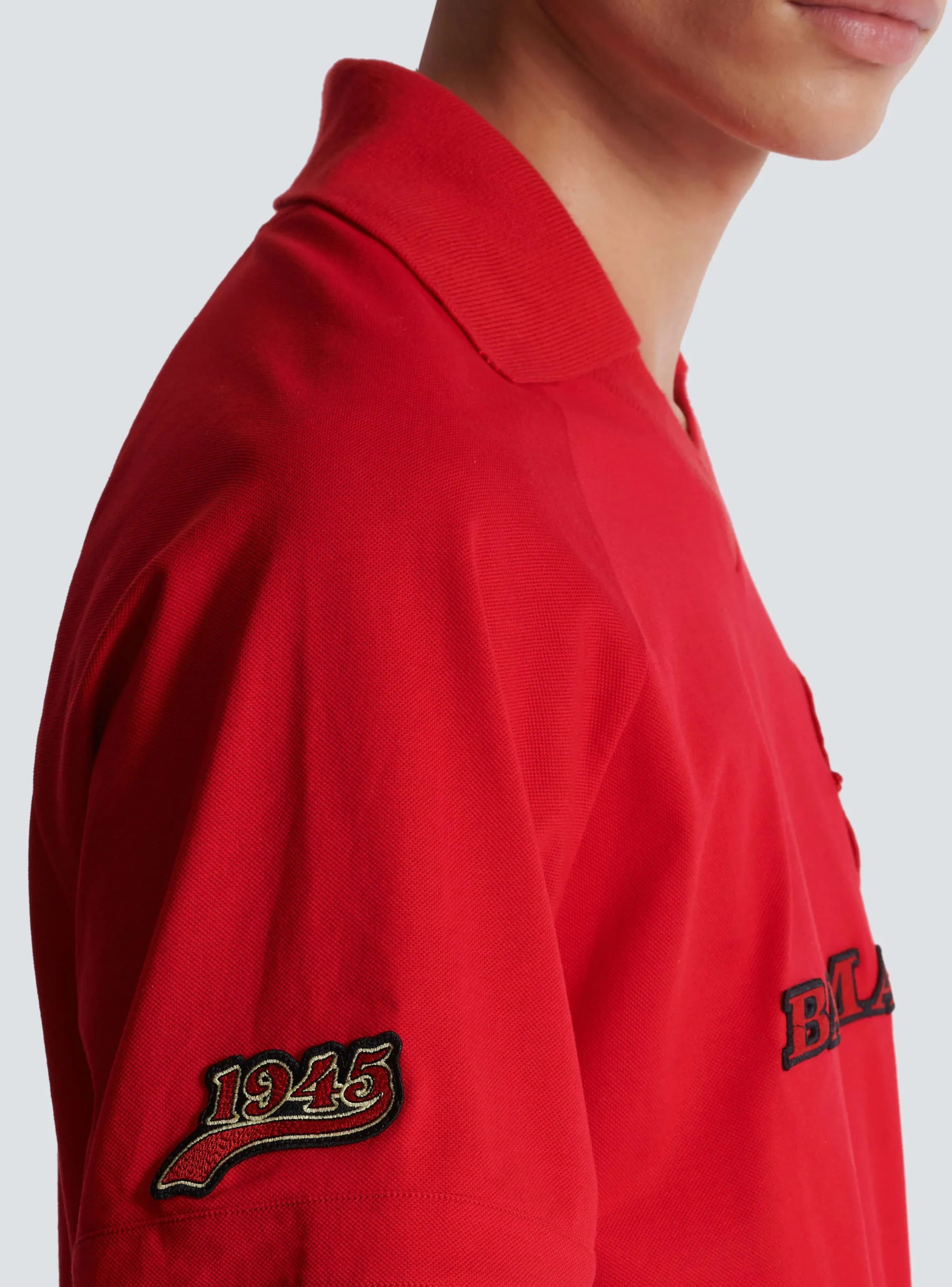 Cotton Piqué Polo Shirt With Racing Embroidery-Balmain Best