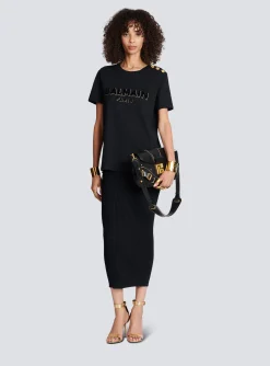Cotton T-shirt With Flocked Metallic Logo-Balmain Hot