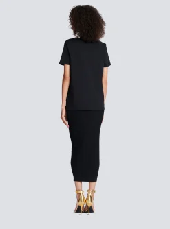 Cotton T-shirt With Flocked Metallic Logo-Balmain Hot