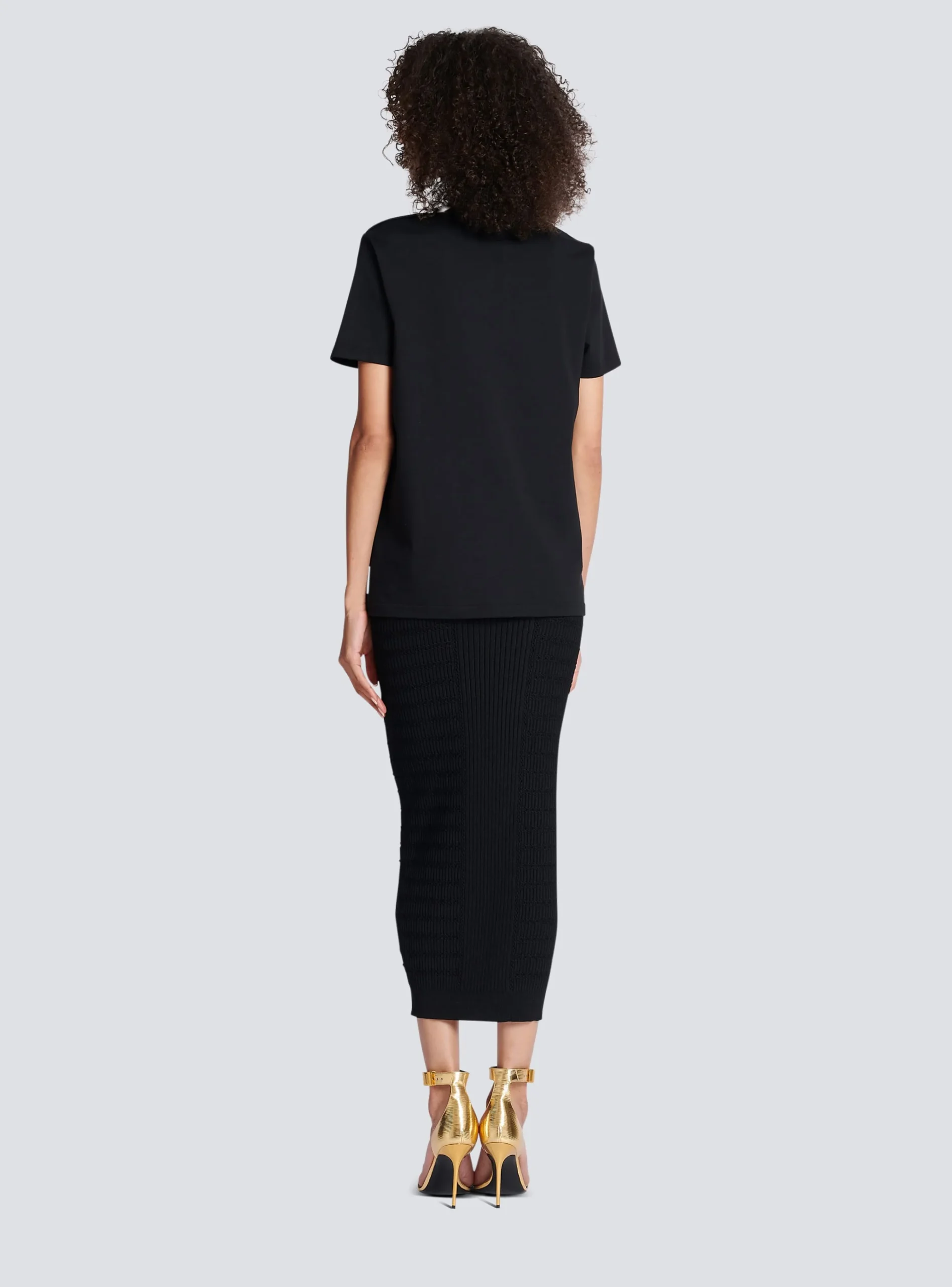 Cotton T-shirt With Flocked Metallic Logo-Balmain Hot