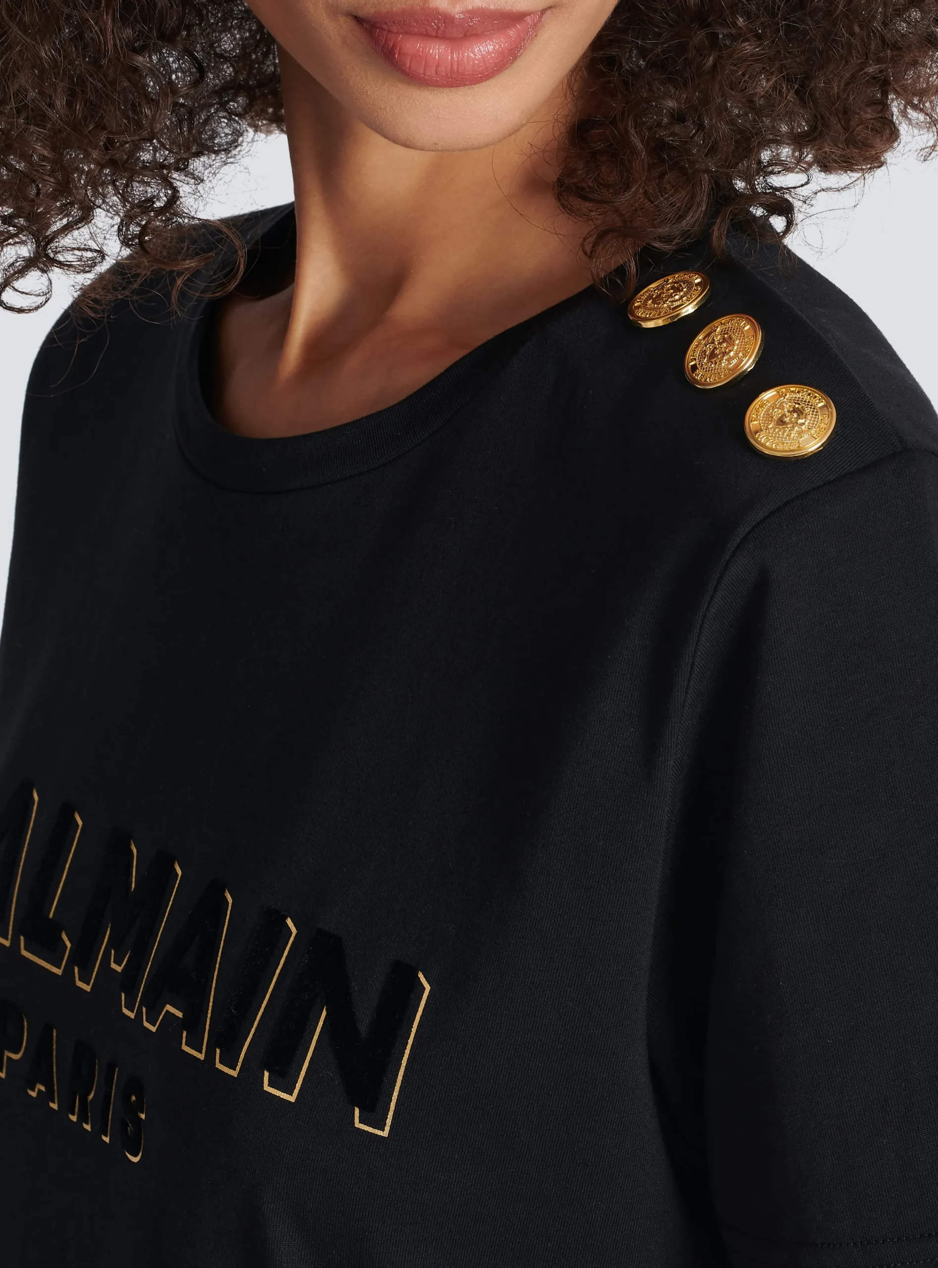 Cotton T-shirt With Flocked Metallic Logo-Balmain Hot