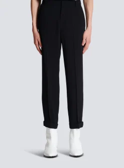 Crepe And Rhinestone Trousers-Balmain New