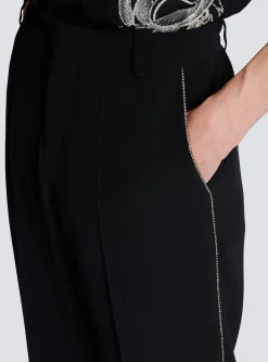 Crepe And Rhinestone Trousers-Balmain New