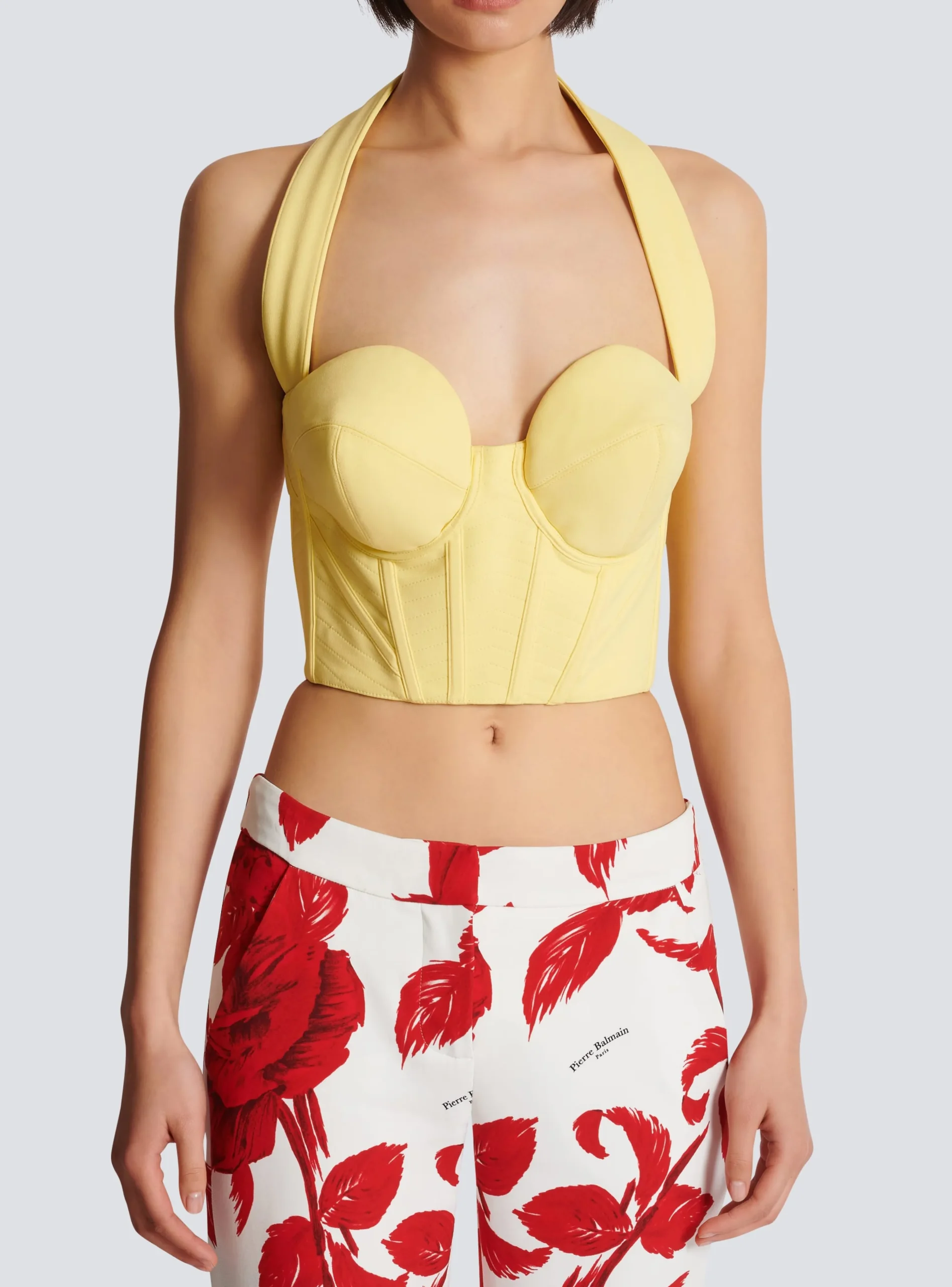Crepe Halterneck Crop Top-Balmain Store