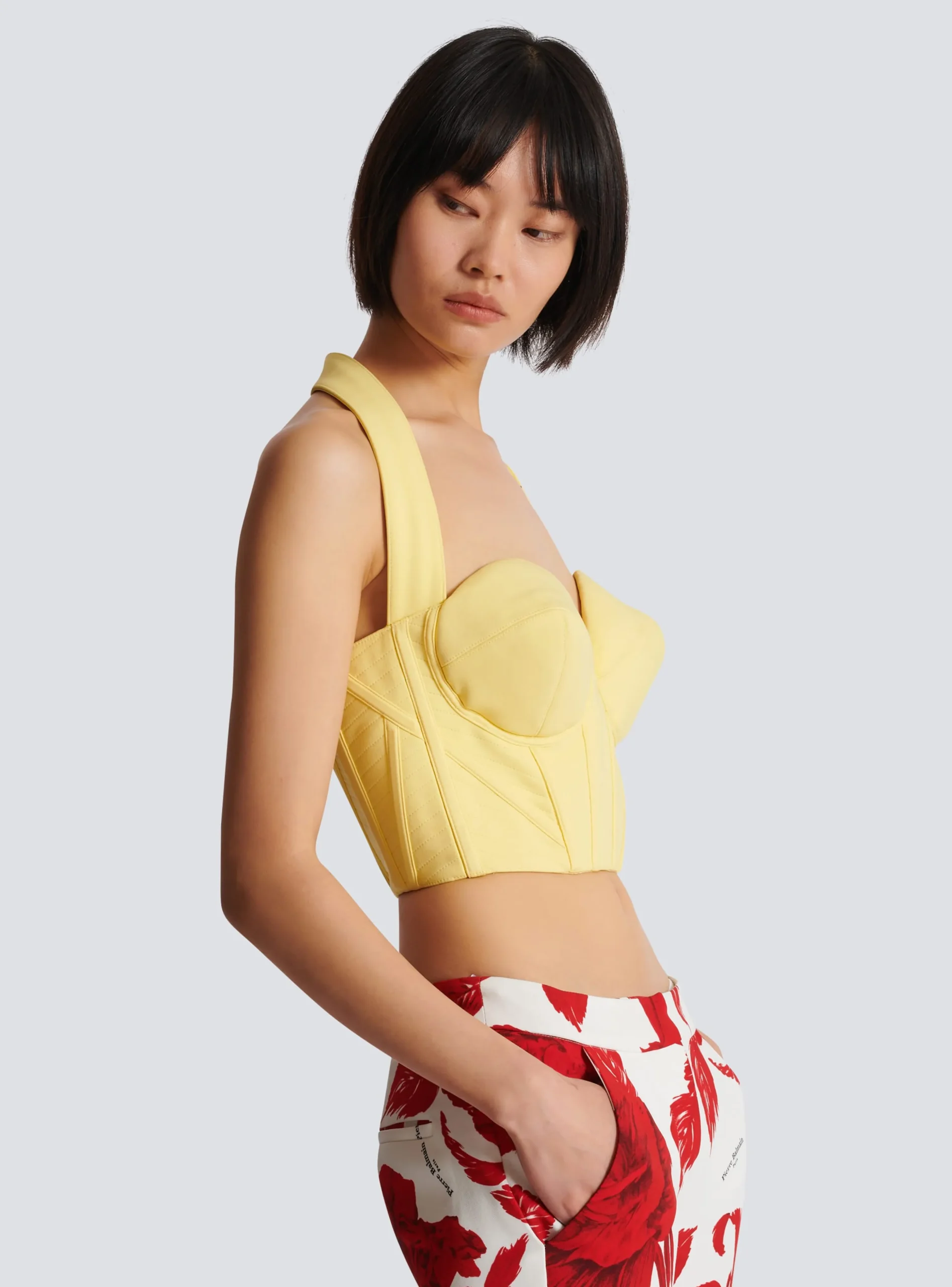 Crepe Halterneck Crop Top-Balmain Store