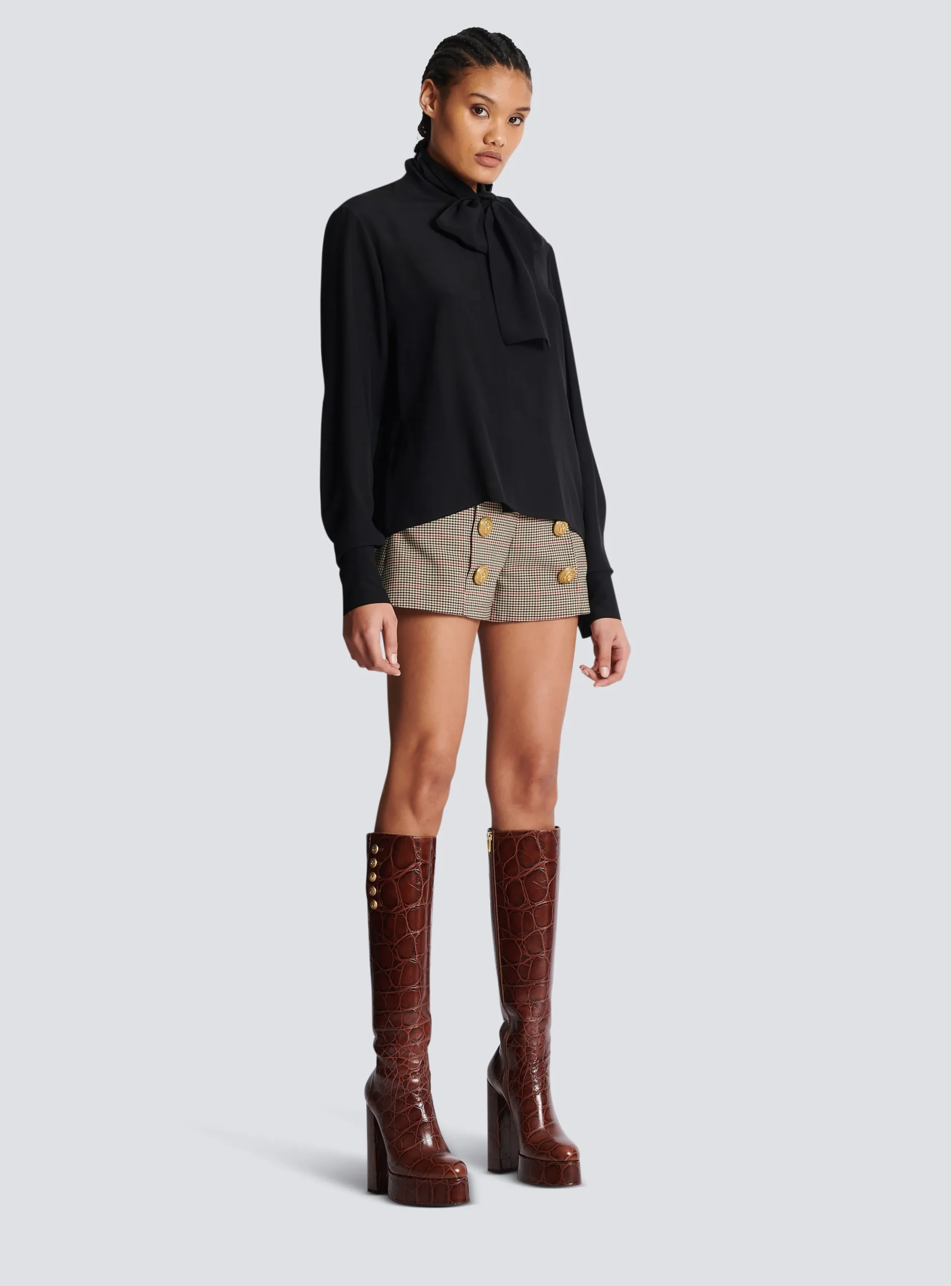 Crepe Shirt With Bow Collar-Balmain Store