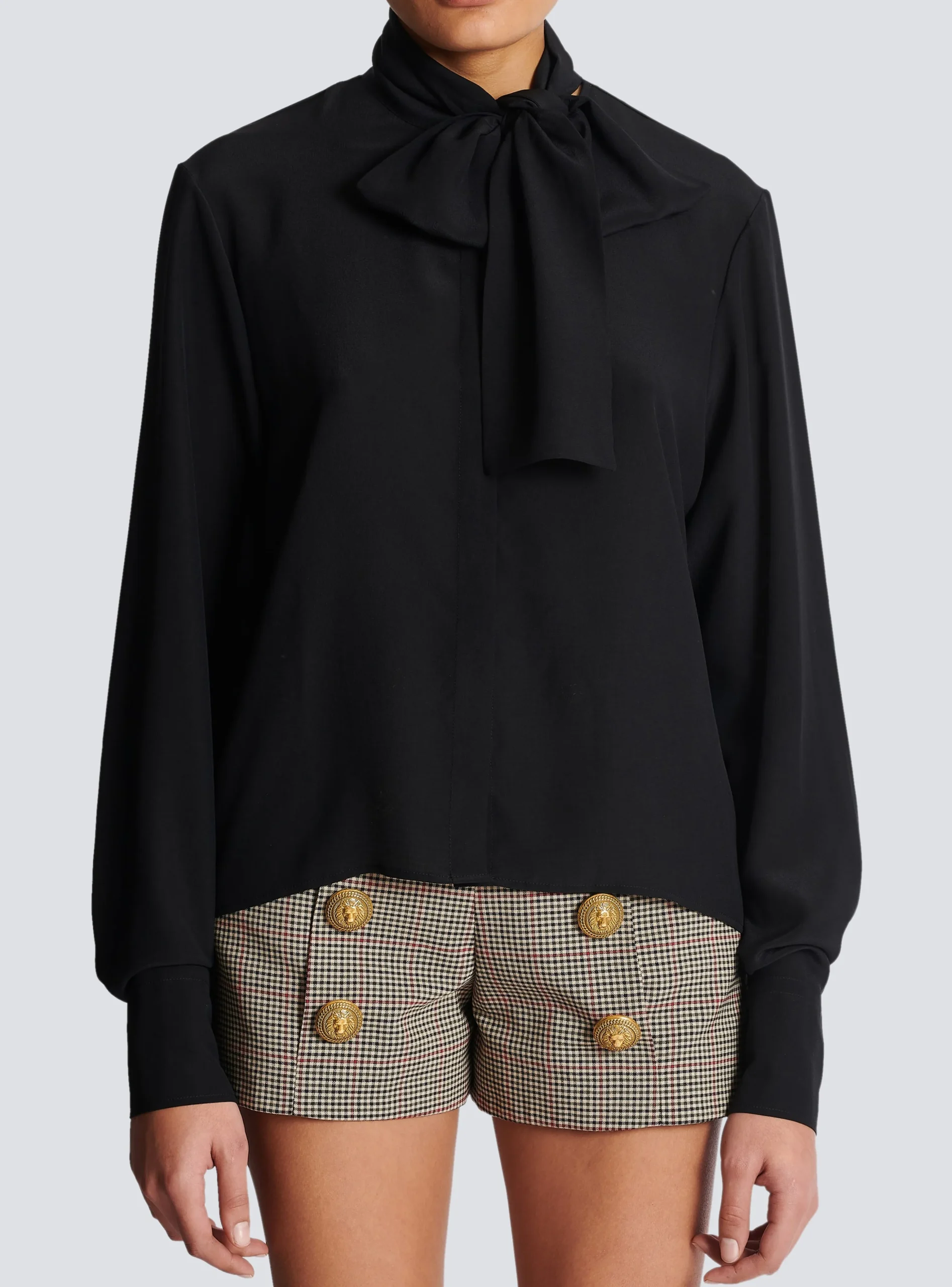 Crepe Shirt With Bow Collar-Balmain Store