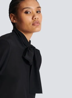 Crepe Shirt With Bow Collar-Balmain Store