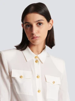 Crepe Shirt With Golden Buttons-Balmain Best Sale