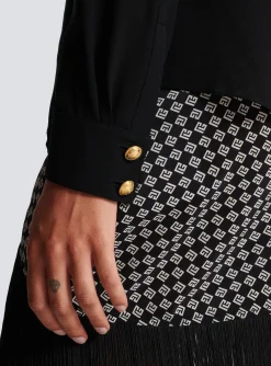 Crepe Shirt With Golden Buttons-Balmain Sale