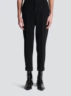 Crepe Straight-cut Trousers-Balmain Clearance
