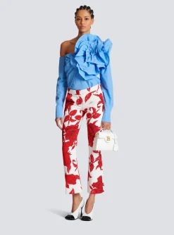 Crepe Trousers With Roses Print-Balmain Best