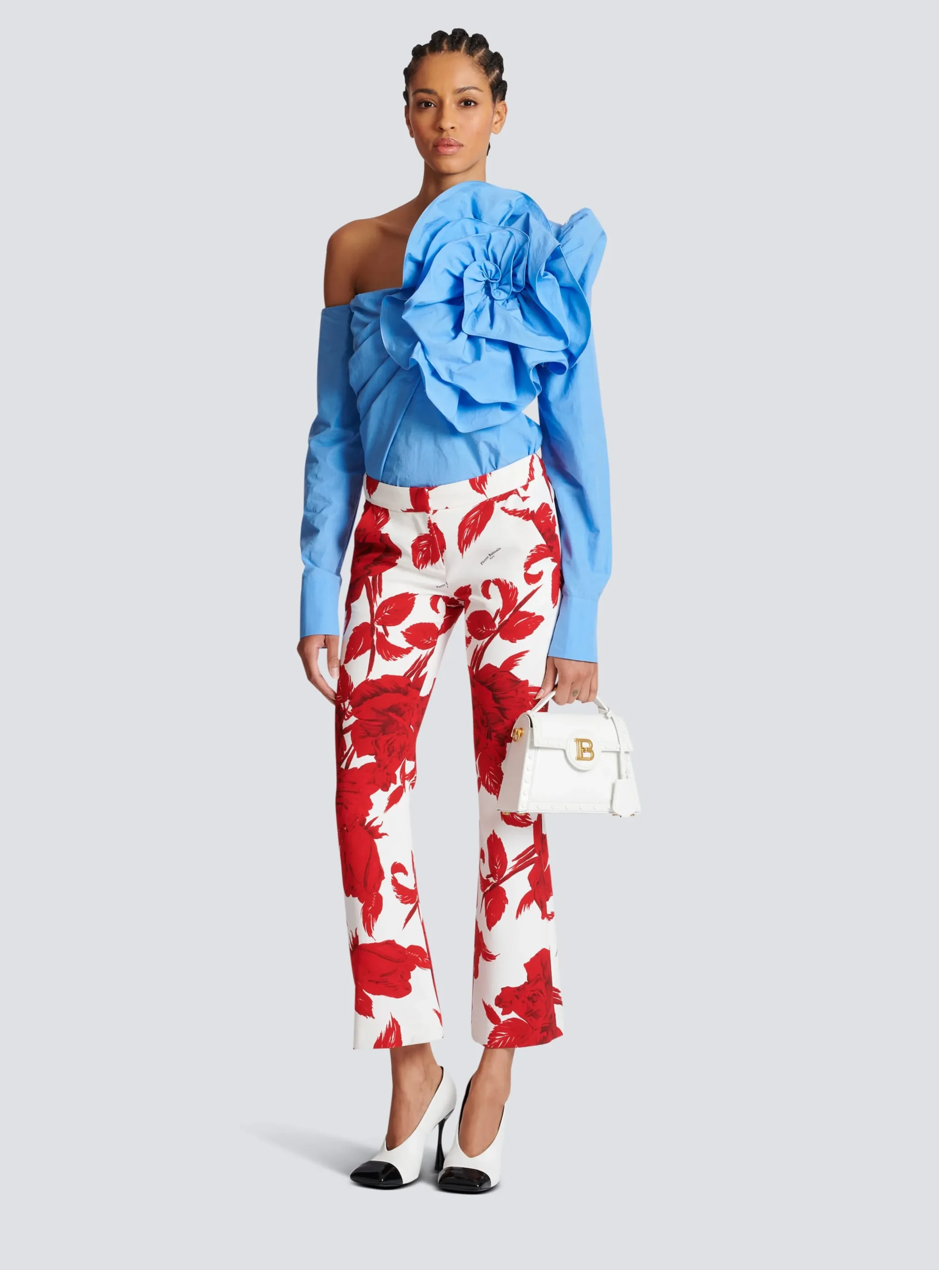 Crepe Trousers With Roses Print-Balmain Best