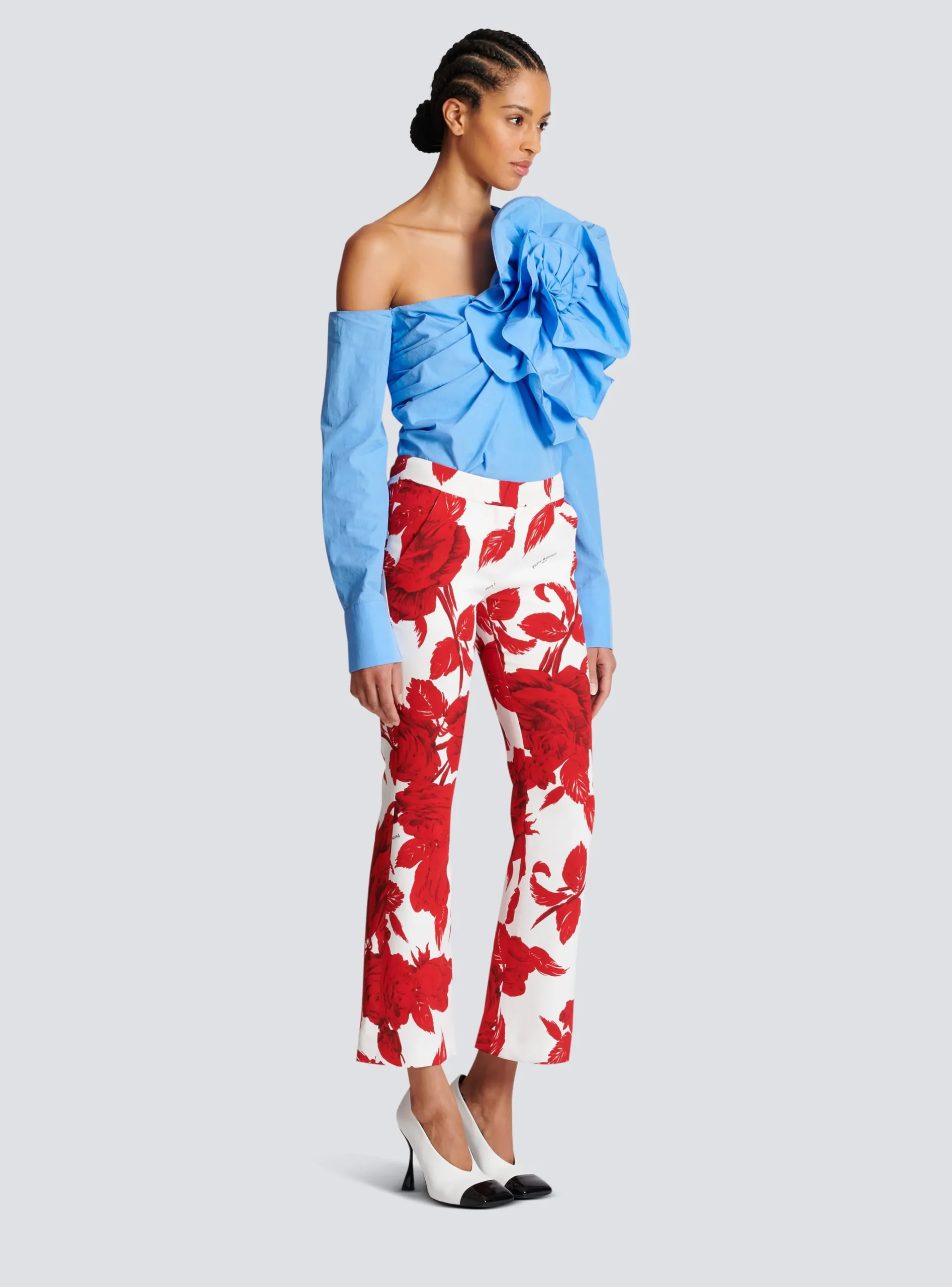 Crepe Trousers With Roses Print-Balmain Best