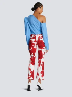 Crepe Trousers With Roses Print-Balmain Best
