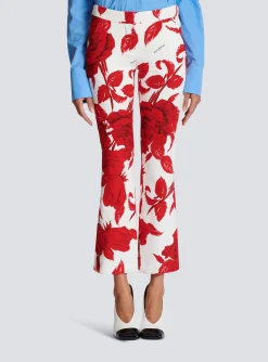 Crepe Trousers With Roses Print-Balmain Best