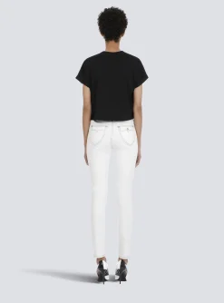Cropped Eco-designed Cotton T-shirt With Small Flocked Logo-Balmain Cheap