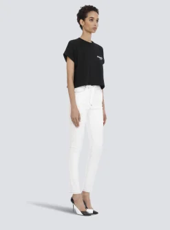 Cropped Eco-designed Cotton T-shirt With Small Flocked Logo-Balmain Cheap