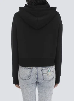Cropped Eco-designed Cotton Sweatshirt With Rhinestone Logo-Balmain Outlet