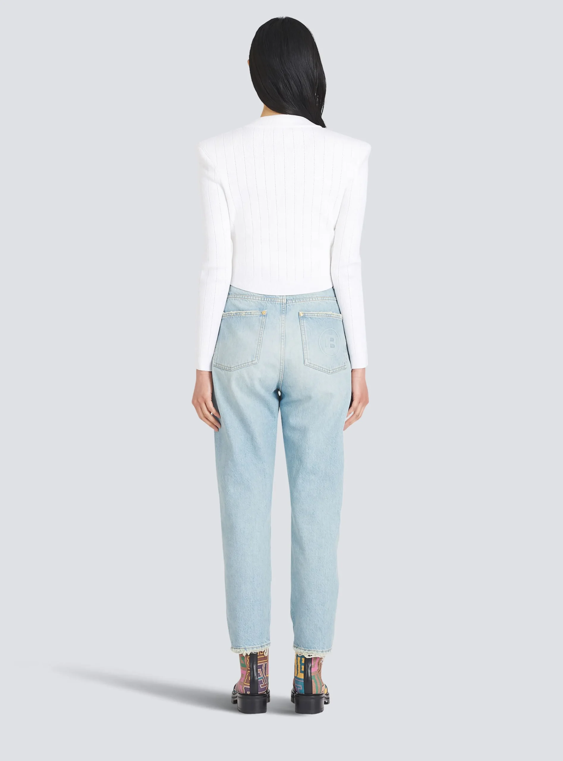 Cropped Eco-designed Knit Cardigan With Gold-tone Buttons-Balmain Cheap