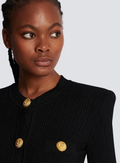 Cropped Eco-designed Knit Cardigan With Gold-tone Buttons-Balmain Store